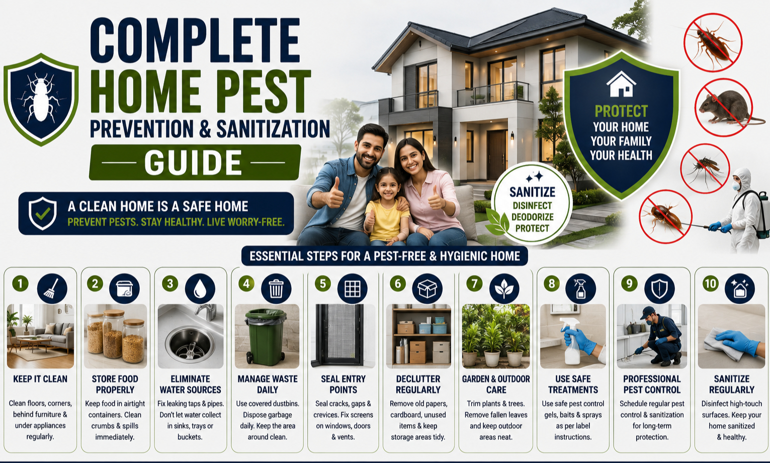Professional home pest prevention and sanitization service